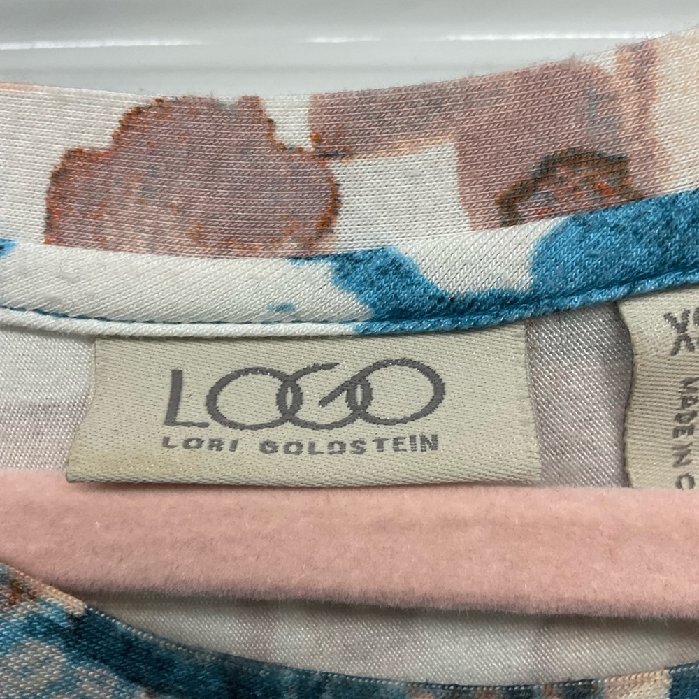 LOGO by Lori Goldstein Multicolor Abstract Tunic with Lace Hem - Picture 5 of 5